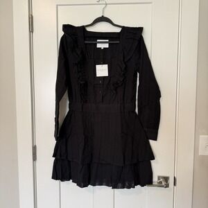 THESHIRT Rochelle Behrens Dress Women's Size Small Tiered Black Ruffle NWT